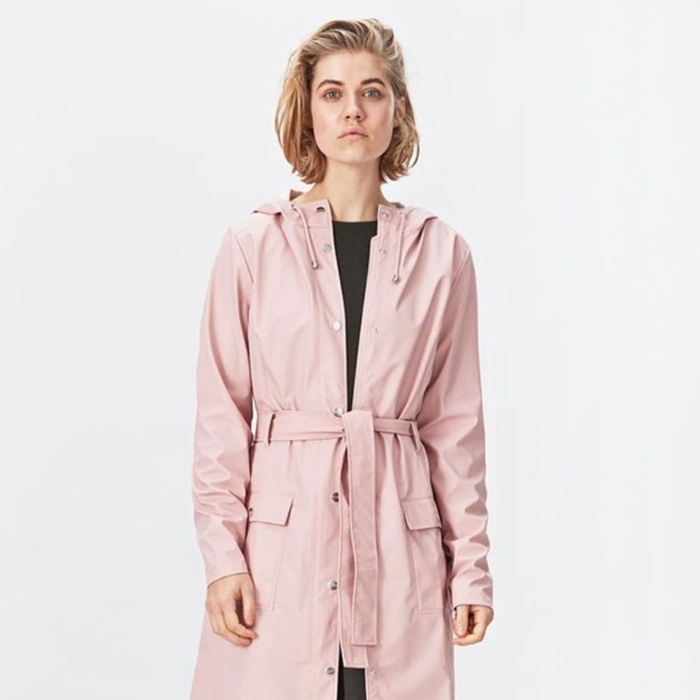Rains belted pink rain coat